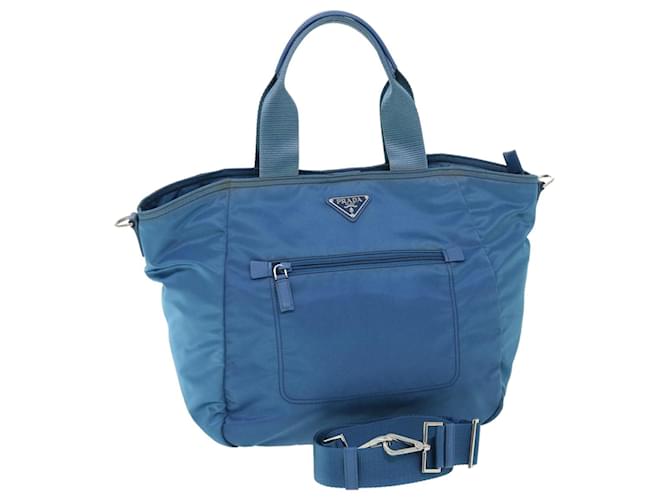 PRADA Tote Bag Nylon 2way Blue Auth yk8236  ref.1048446
