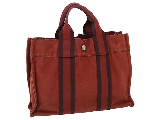 Hermès HERMES Fourre Tout PM Hand Bag Canvas Red Purple Auth 51314 Cloth  ref.1048453