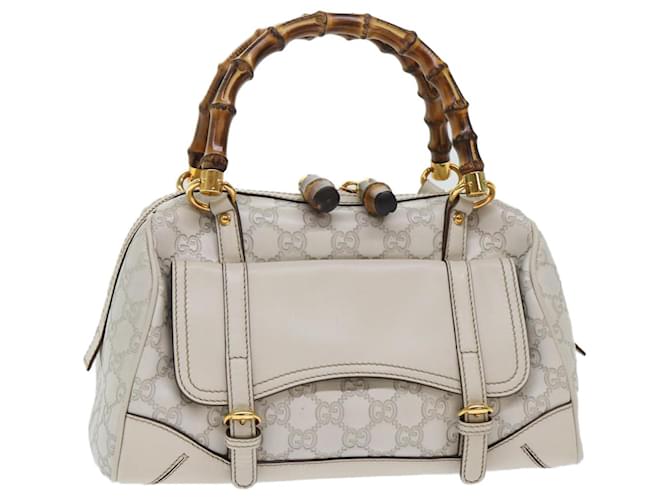 Sac à main Guccissima en toile de bambou GUCCI GG Blanc 159400 auth 51331  ref.1048461