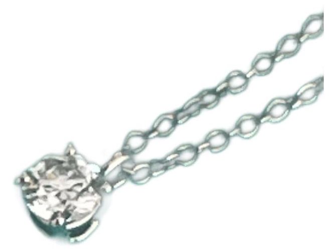 Tiffany & Co Solitaire Diamant Halskette Platin 0,21 Karat Silber
