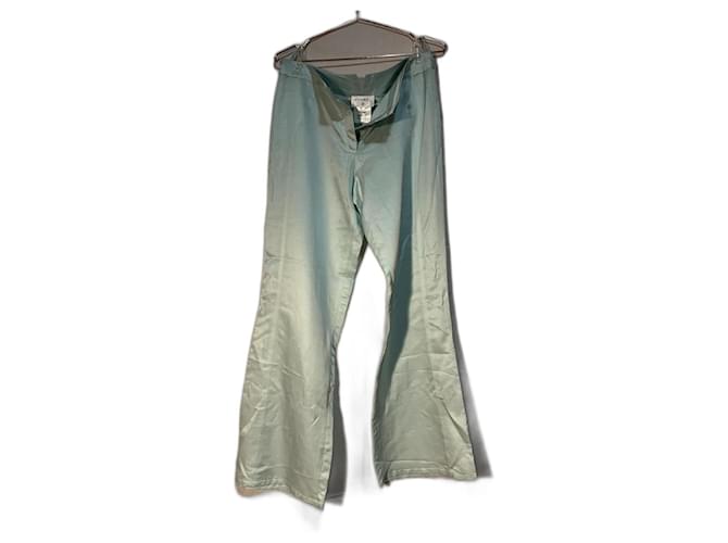 Cambon CHANEL Green Satin Trousers Light green  ref.1048630