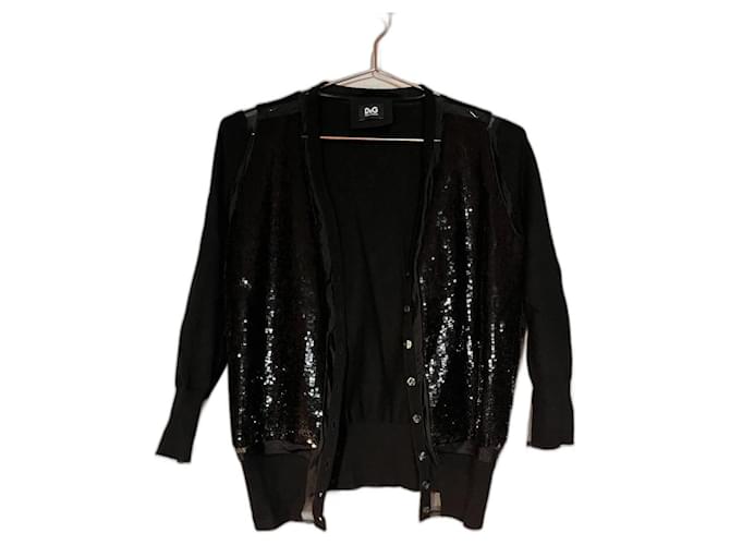 Cardigan nero con paillettes Dolce & Gabbana Cotone  ref.1048636