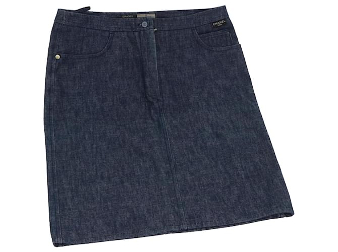 CHANEL Skirt Denim Blue CC Auth kk174 Cloth  ref.1048671
