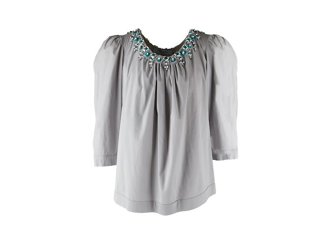 Top Blumarine Enfeitado com Contas Cinza