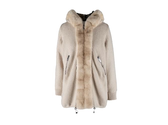 Blumarine Wool Jacket with Fur Beige  ref.1048702