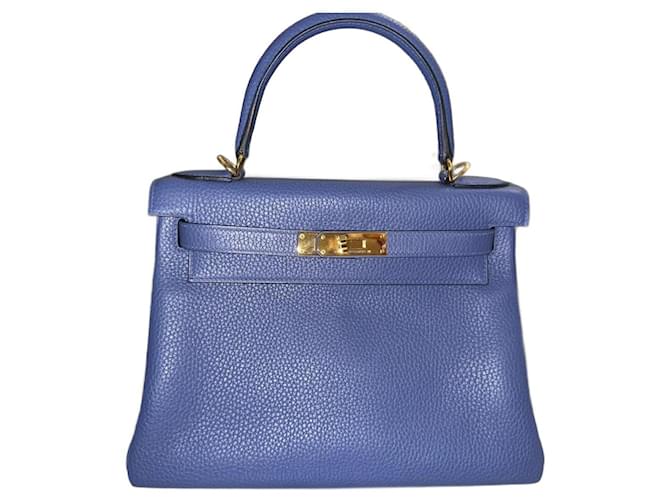 Hermès Kelly 28 Blue Leather  ref.1048728