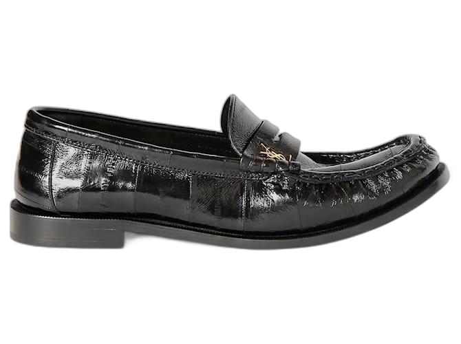 Saint Laurent Le Loafer moccasins in eel leather 15mm Black  ref.1048740