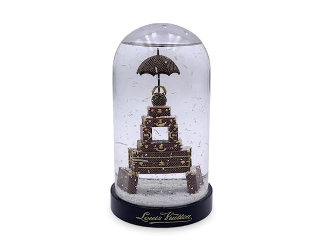 Louis Vuitton Raro globo de nieve maleta Torre Eiffel decoración del hogar Castaño Vidrio  ref.1048747