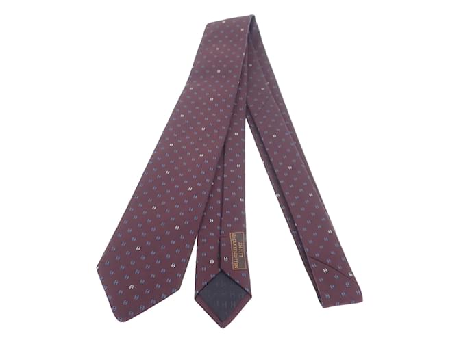 Hermès Hermes H Logo Silk Necktie Canvas Necktie H336111T in Brown Cloth  ref.1048779