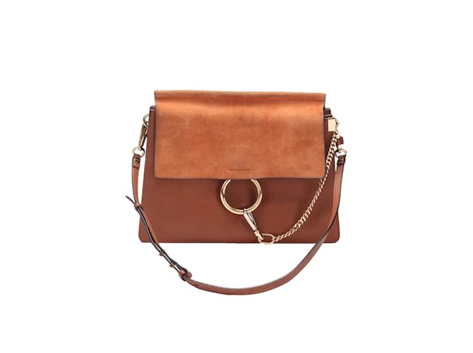 Chloé Bolsa transversal de couro Faye Marrom  ref.1048810