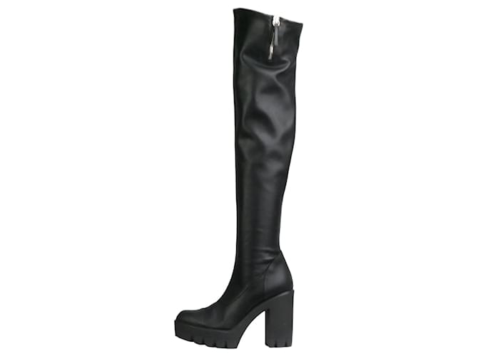 Giuseppe Zanotti Black leather knee-high platform boots - size EU 37  ref.1048830