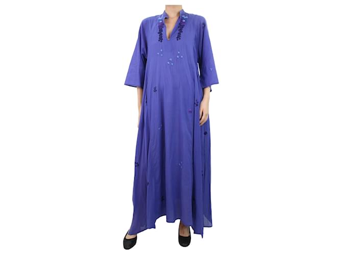 Autre Marque Lilafarbenes, transparentes Kleid mit Blumenstickerei – Größe UK 10 Baumwolle  ref.1048848