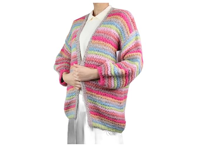 Autre Marque Multicoloured striped crochet cardigan - size S/M Multiple colors  ref.1048853