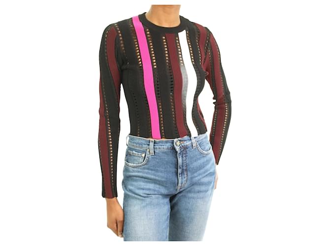 Proenza Schouler Multicoloured striped ribbed lace top - size XS Multiple colors Viscose  ref.1048857