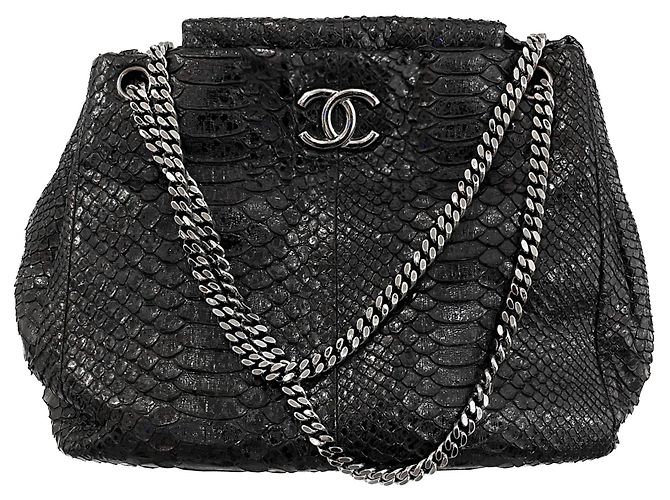 Chanel Python leather tote bag Black