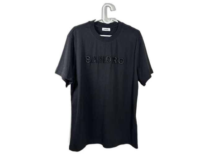Camiseta Sandro negra de algodón M Negro