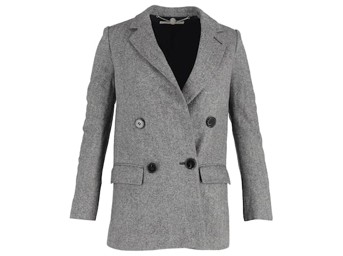 Stella Mc Cartney Stella McCartney Blazer à Boutonnage Doublé en Laine Grise  ref.1049217