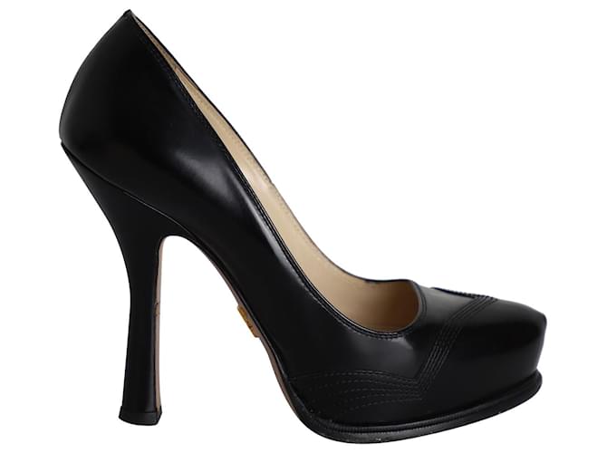 Zapatos de Salón Prada con Plataforma en Cuero Negro  ref.1049227