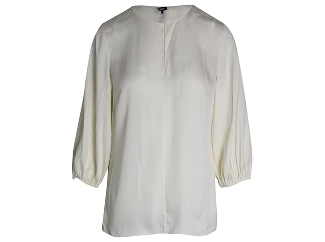 Theory Long Sleeve Blouse in Ivory Silk White Cream  ref.1049228