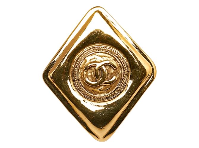 Chanel Broche à cadre en diamant CC Métal Doré  ref.1049244