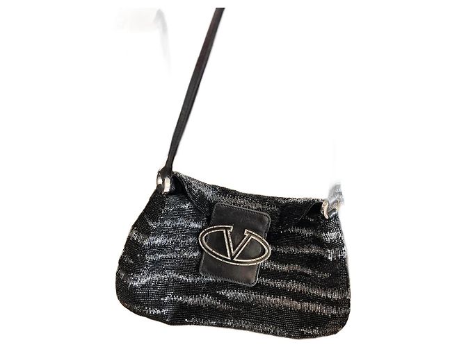 Bolso de mano Valentino de cristal negro