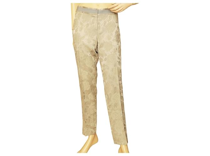 Dolce & Gabbana D&G Silver & Gold Jacquard Floral Roses Trousers pants size 42 Silvery  ref.1049554
