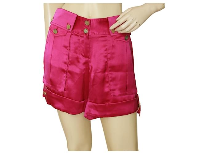 Dolce & Gabbana D&G Fuchsia Pink Shorts Bermuda Trousers Pants size 40 Fuschia Silk  ref.1049560