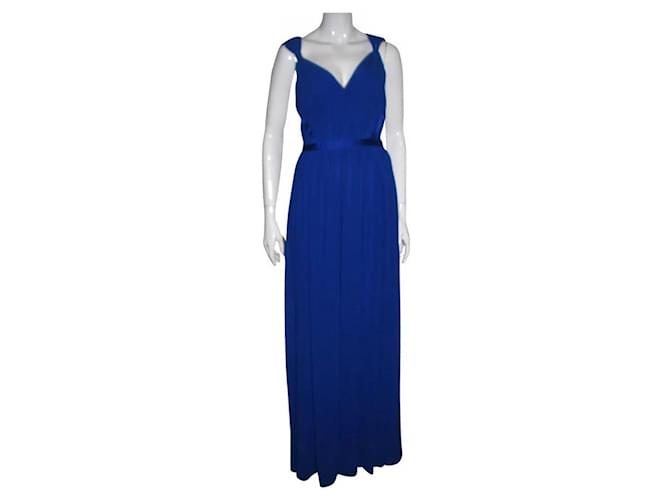 Vera Wang Vestido de noche azul cielo con drapeado griego Poliéster  ref.1049618