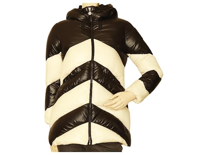MONCLER Faucille Giubbotto chaqueta acolchada de plumas en blanco y negro 10y XS mujeres Sintético  ref.1049658