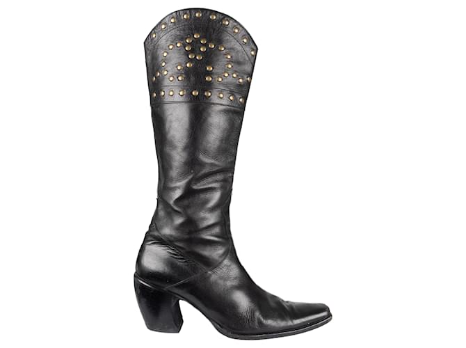 Sartore Studded Western Boots Black Leather  ref.1049838
