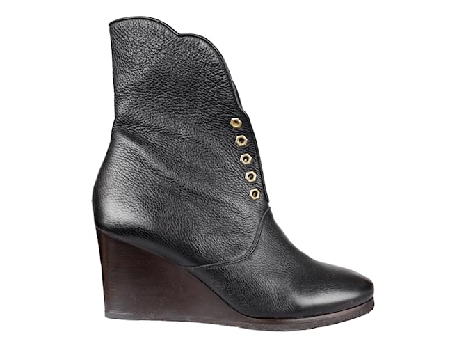 Chloé Chloe Eyelet Ankle Boots Black Leather  ref.1049839