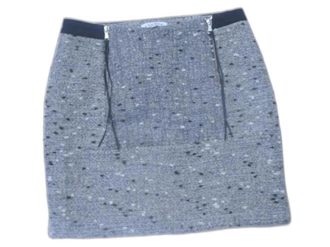 minifalda Sandro 40  tejido + rizos grises/Noir/hilo de plata blanco Poliéster  ref.1049897