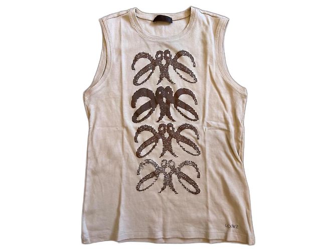 Camiseta Loewe beige de algodón con estampado frontal