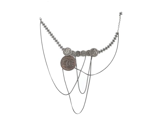 CHANEL  Long necklaces T.  metal Silvery  ref.1049989