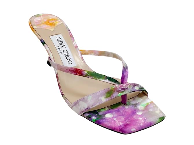 Jimmy Choo Multi Silk Maelie 70 mule sandals Multiple colors Cloth  ref.1050006