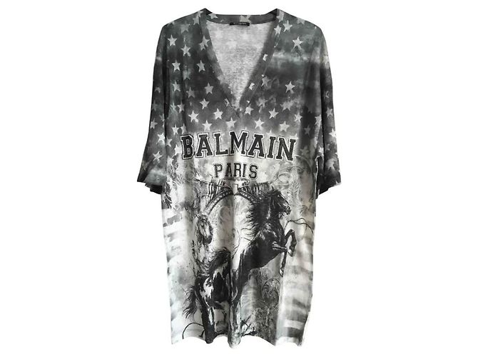 Camiseta BALMAIN em jersey de linho com corte largo Cinza