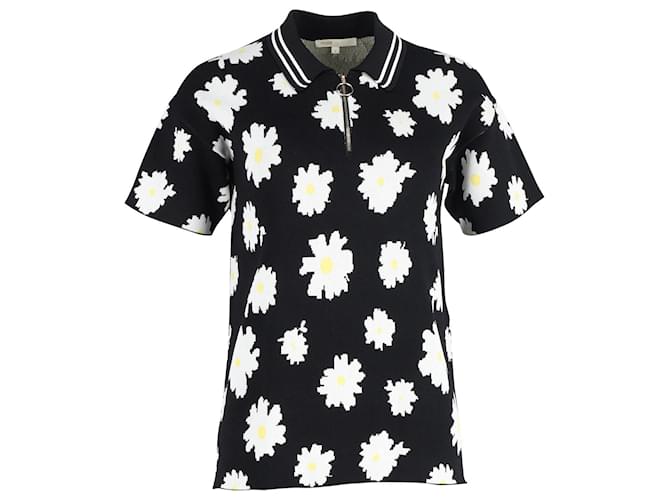 Maje Misseca Floral Collared Short-Sleeve Top in Black Cotton  ref.1050090