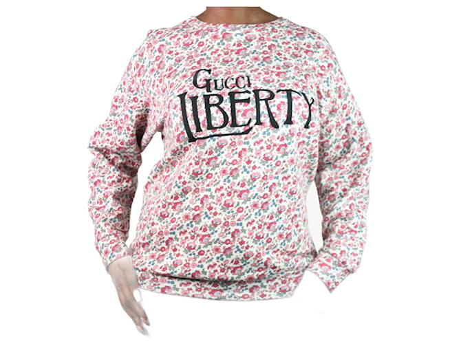 Gucci Rosafarbener Liberty-Pullover mit Blumenmuster – Größe M Pink Baumwolle  ref.1050166