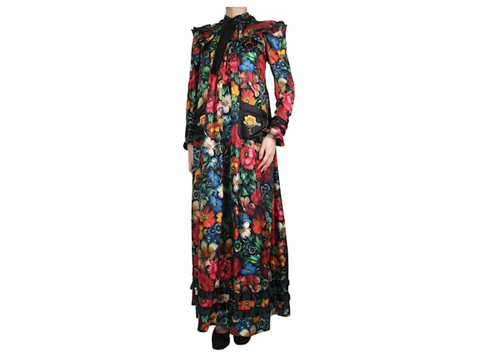 Gucci Robe longue florale en soie multicolore - taille UK 8  ref.1050178