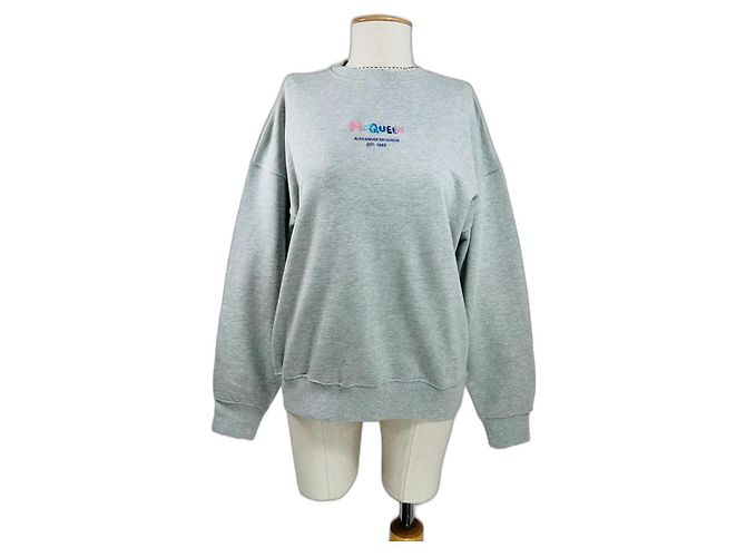 Alexander McQueen Sweatshirt Grau Baumwolle Mehrfarben