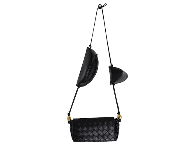 Bottega Veneta Pouch On Strap Shoulder Bag in Black Lambskin Leather  ref.1050431