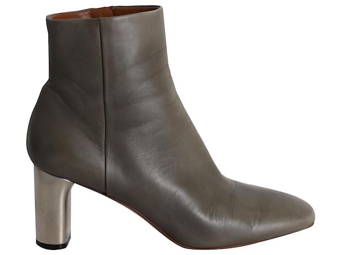 Céline Celine Metallic Heel Ankle Boots in Grey Leather  ref.1050446