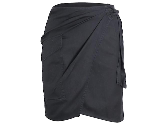 Minifalda cruzada Isabel Marant en algodón negro  ref.1050447