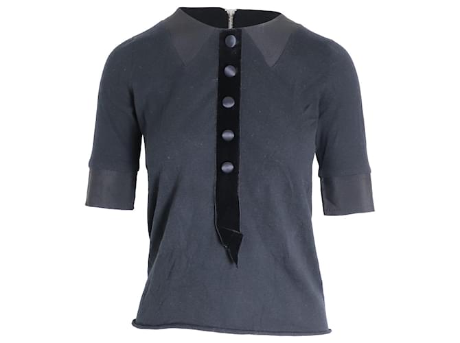Marc Jacobs Button Detail T-shirt in Black Cotton  ref.1050456