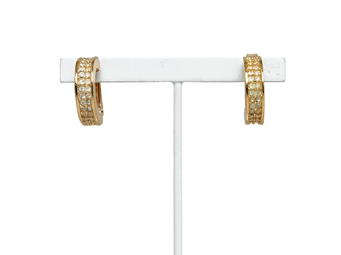 Dior Brincos de argola de strass Dourado Metal  ref.1050491