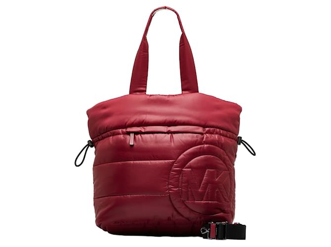 Michael Kors Large Quilted Nylon Rae Tote Bag Canvas Tote Bag 35F1U5RT3C in Excellent condition Red Cloth  ref.1050493