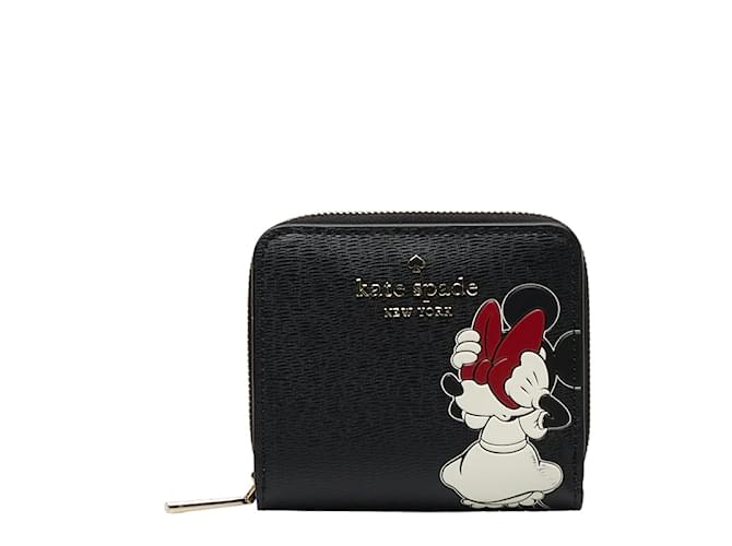 Kate Spade Canvas Disney Minnie Mouse Reißverschluss-Geldbörse K9326 Schwarz Leinwand  ref.1050495
