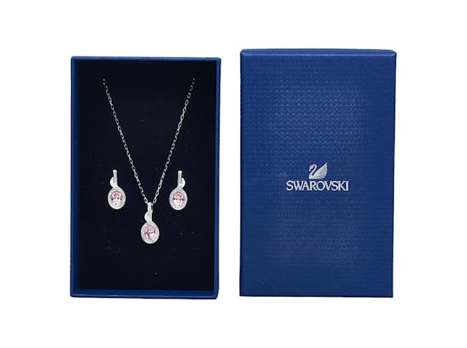 & Other Stories Set di orecchini e collana in metallo Swarovski, argento, 45 cm in ottime condizioni  ref.1050500