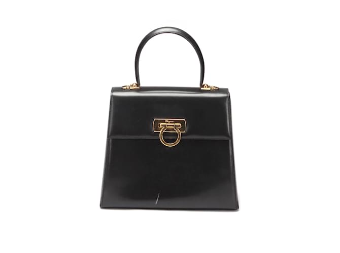 Salvatore Ferragamo Leather Gancini Handbag Black  ref.1050529