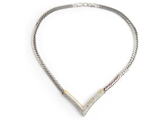 Christian Dior V shape necklace Silvery Metal  ref.1050741
